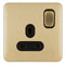 Schneider Electric Lisse Screwless Deco - Switched Single Power Socket Double Pole, 13 A, GGBL3010DBSB, Satin Brass with Black Insert