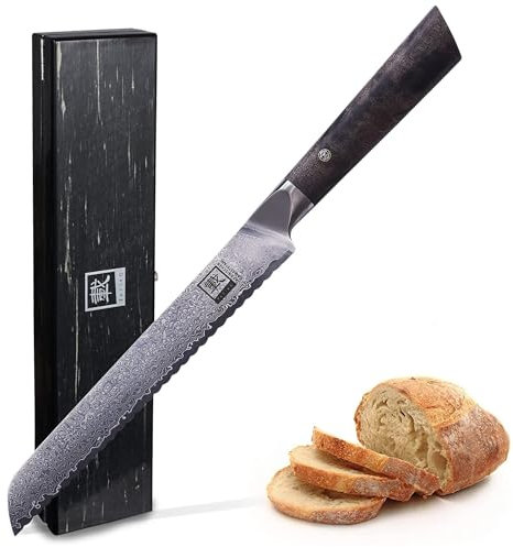 zayiko Professional Series Brotmesser mit Wellenschliff 20 cm Lange Klinge aus 67 Lagen mit VG10 Kern I Edler Ahornholzgriff ergonomisch I Küchenmesser für Brot, Gebäck & Braten in Geschenkbox