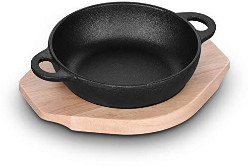 Uniquel Sukiyaki Pot, Cocotte en Fonte Wok Induction Chinois Hot Pot Marmite avec Plateau en Bois pour Cuisine Bibimbap Porridge Soupe Nouilles, 3 Tailles19*19cm