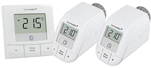 Homematic IP Smart Home 2x Heizkörperthermostat – basic + Wandthermostat – digitale Raumtemperaturmessung für Heizung per App, Alexa & Google Assistant, einfache Installation,Heizkosten sparen