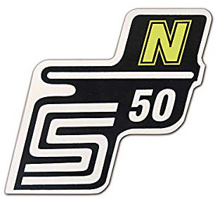 Aufkleber Simson S50 N gelb/weiß für Seitendeckel links oder rechts