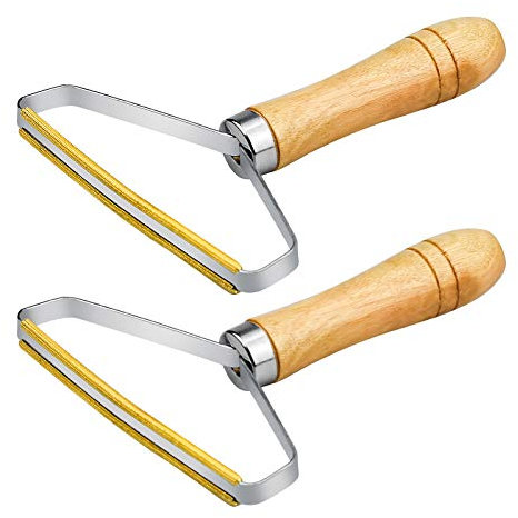 2 STK Fusselentferner Fusselrasierer Tragbar Fuzz Shaver Kleider Lint Remover Fusselkamm mit Holz Griff für Sofa Kleidung Tierhaare Fussmatte Stoff
