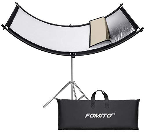 Fomito 178cmx65cm Photo Studio Licht Reflektor/Diffusor, 4in1 Clamshell Lichtreflektor für Fotografie Porträtbeleuchtung Filmaufnahmen, Schwarz/Weiß/Gold/Silber