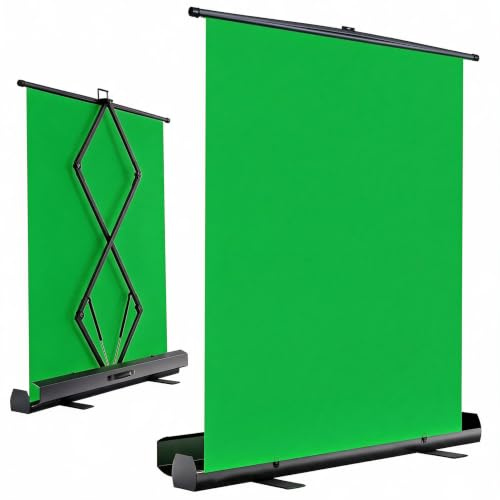 LENCARTA Green Screen Background with Stand, 1.5m x 2m Chroma Key Backdrop | 4.9ft x 6.5ft Pop-up Collapsible Wrinkle Resistant Greenscreen Backdrop, Auto-Locking Frame for Live Streaming, Gaming, OBS
