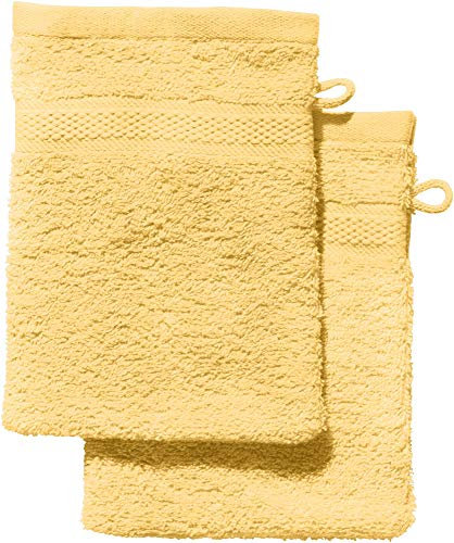 REDBEST Waschhandschuh 2er-Pack Chicago hellgelb Größe 15x21 cm - saugstark, strapazierfähig, ideal für Reisen, Sport (weitere Farben)