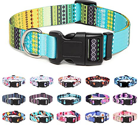 Suredoo Hundehalsband Verstellbares, Weich & Komfort Nylon Hunde Halsband für Kleine Mittlere Große Hunde Welpen Katzen (S, Gelb)