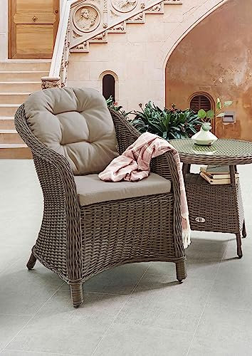 Destiny Sessel Key West 2er Set, Polyrattan, grau-Natur meliert, inkl. Auflagen