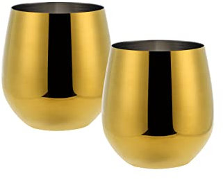 Echtwerk Weingläser, 2-tlg Rotweingläser, Trinkbecher aus Edelstahl, Unzerbrechliche Trinkgläser, Bruchsichere Gläser, Gold-Edition, 500 ml