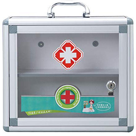 BSTCAR Medizinschrank mit Schloss, Medizin Aufbewahrungsbox Tragbare Transparent Abschließbar Medikamentenbox Medizinschrank Erste Hilfe Wandmontage Medizin Kit