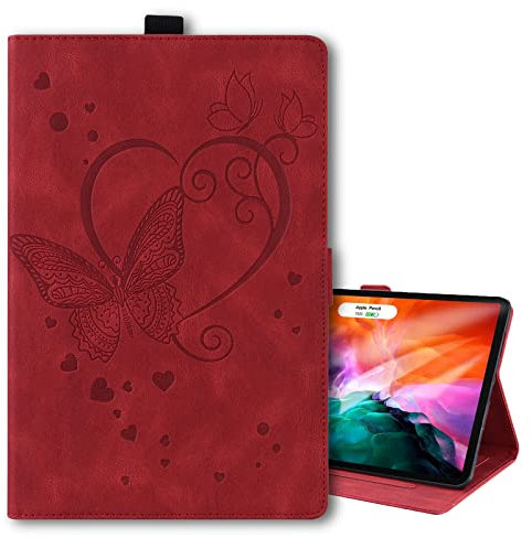 Vkooer Custodia per Samsung Galaxy Tab A8 10,5 Pollice 2021 Cover SM-X200/X205 Custodia Protettiva Pelle PU Flip Tasca Case con Funzione Supporto per Galaxy Tab A8 2021, Farfalla Rosso