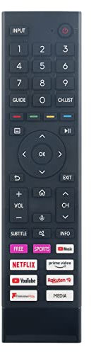 Nouveau ERF3A80 Télécommande de Remplacement - VINABTY ERF3A80 TV Télécommande pour Hisense 43A6GTUK 50A6GTUK 50E76GQTUK 55E76GQTUK 50A7GQTUK 55A7GQTUK 65A7GQTUK 55A6GTUK 65A6GTUK 75A6GTUK Remote