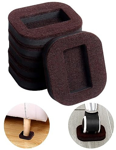 Ezprotekt 12 Pack Felt Caster Cups for Hardwood Floors, Felt Pads Bottom Furniture Coasters, Prevents Scratches, Inner Size 2.6 x 1.8 Inches, Brown