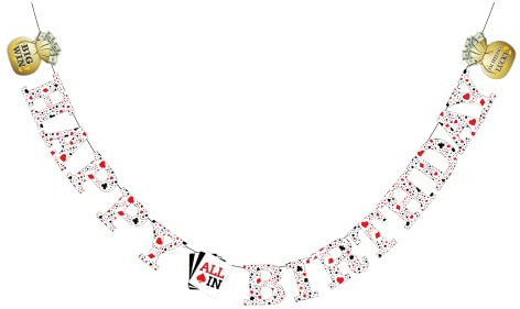 All In Casino Thema Happy Birthday Banner Spielkarten Poker Geburtstag Banner Spiel Nacht Casino Nacht Party Dekorationen für Las Vegas Party Poker Events Geburtstag Casino Party Dekoration Supplies
