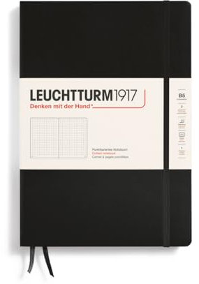 LEUCHTTURM1917 366184 Notizbuch Composition (B5), Hardcover, 219 nummerierte Seiten, Schwarz, Dotted