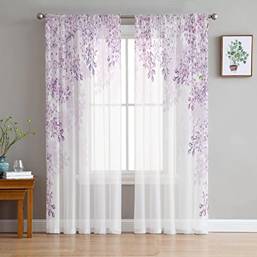 MTBDyyds 3D Vorhänge Wohnzimmer Blickdicht Gardinen 200X160Cm Lila Mode Blume Muster Verdunkelungsvorhang Kinderzimmer Thermovorhang Fensterdekoration Polyester Vorhänge Für Schlafzimmer