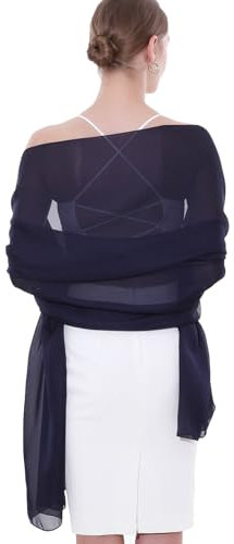 SWAT PANY Damen-Schal, Pashmina-Schal und Wickeltücher für Abendkleider wie Chiffon, Seide, Schal für Brauthochzeiten, Marineblau, Large