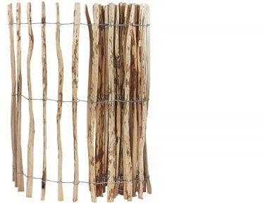Clôture de jardin en lattes 150 cm de haut – Clôture de fief, saules, étangs – Stabilisation de plantes grimpantes – Clôture en noisetier avec fil d'acier – Couleur naturelle, longueur 500 cm, 7-8 cm