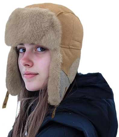 Clakllie Bombermütze Russenmütze with Ear Flaps Unisex Fliegermütze Trappermütze Winddicht Aviator Bomber Hat Ohrenschützer Warm Faux Fur Wintermütze mit Ohrenklappen für Snowboarden Skaten Radfahren