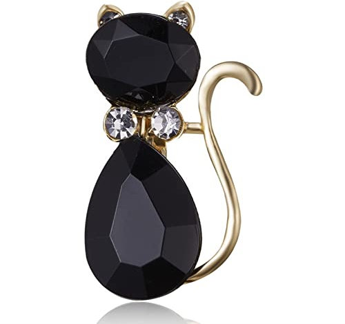 Inateannal Broche Chat Broche En Cristal Noir Kitty Broche Mignon Rhinestone Chat Émail Broche Mariage Broche De Mariage Décoration Bijoux Pour Les Femmes Filles