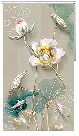 SRNSAEB Floral Blackout Window Blinds for Kitchen Bathroom, Patterned Roller Blinds with Fitting, 70cm/90cm/110cm/130cm/150cm Wide (Color : WXH, Size : 110x120cm)