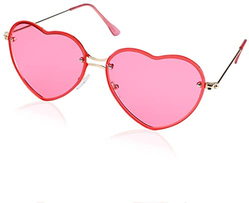 FORMIZON Occhiali da Sole a Forma di Cuore, Hippy Occhiali da Sole Forma di Cuore UV400, Forma di Cuore Gli Occhiali da Sole Accessori, Alla Moda Occhiali per Festa a Tema, Abiti Fantasia Hippie(Rosa)