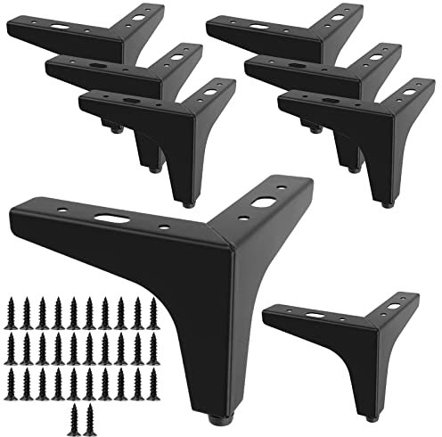 KOHAND 8 Pack 4 Inch Triangle Furniture Legs, Modern Black Iron Sofa Legs, Cabinet Legs, DIY Replacement Feet for TV Cabinets, Drawers, Sofa, Tea Table