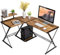 COSTWAY L-Förmiger Computertisch aus Holz, Eckschreibtisch mit mit Monitorständer & Ablagefach, platzsparender Schreibtisch für Büro, Arbeitszimmer, Schlafzimmer, 147 x 112 x 79cm (Rustikales Braun)