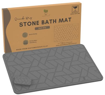 ME MOTHER EARTH - Quick Dry Diatomaceous Earth Floor Stone Bath and Dish Mat | Bathroom Shower Mat Non-Slip | Super Absorbent | Eco Friendly | All Natural | Easy to Clean | Sustainable