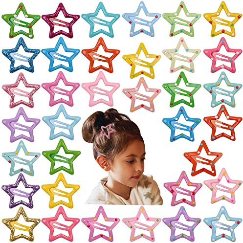 35 Pezzi Fermagli per Capelli a Forma di Stella Multicolore Fermagli per Capelli a Forma di Stella Semplici Mollette Cave in Metallo Graziosi Fermagli per Capelli Lucidi per Donne e Ragazze