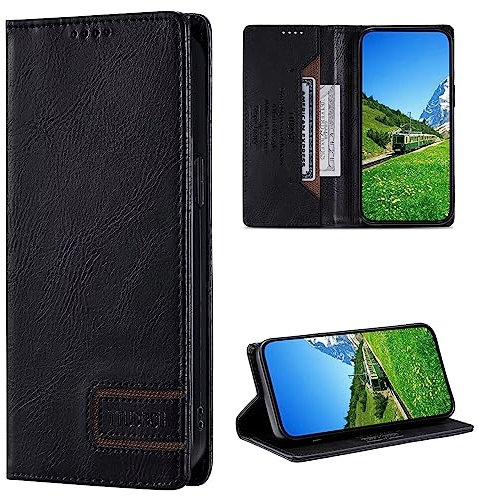 FMPCUON for iPhone 9/iPhone XR Phone Case - Premium Leather Folio Flip Cover | Magnetic Closure | Kickstand | Money and Card Holder Wallet Black