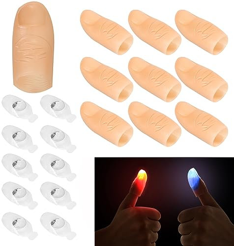 EKKONG Doigt Magique Pouce Magic Pouce Lumineux Magie 10 Pièces Magic Thumb Light Faux Doigt pour Magie, Accessoires de Bar, Fournitures de Fête, Jouets de Farces