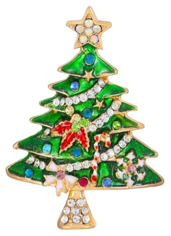 Weihnachts-Brosche, Weihnachtsbaum-Anstecknadel, Weihnachtsschmuck, Strass-Emaille-Brosche für, Grün