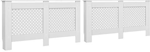 RAUGAJ Household Appliance Accessories,Heating Radiator Accessories,Radiator Covers 2 pcs White 152x19x81.5 cm MDF