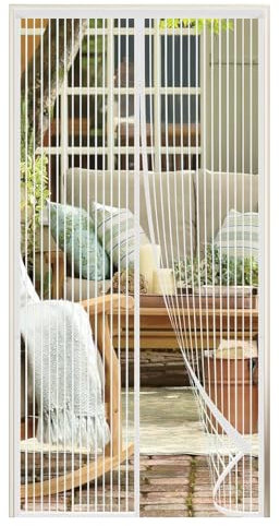 akgao Zanzariera Magnetica, 130x260cm Fibra di Poliestere Tenda Zanzariera Porta Finestra Autosigillante Zanzariere con Forte Magneti per Animali Domestici Bambini per Balcone Cantina-Bianco