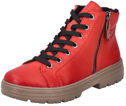 Rieker Damen N0007 Schnürstiefel, Rot, 41 EU Weit