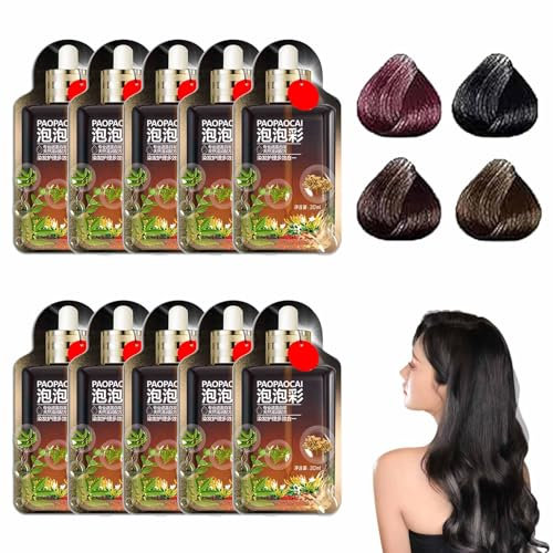 10pcs Satywig Hair Color, Plant Based Hair Dye, Plant Extract Non-Damage Hair Dye Cream, Plant Bubble Hair Dye Sham, Bubble Plant Hair Dye (Natural Black)