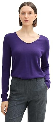 Tom Tailor Damen Strickpullover mit V-Ausschnitt