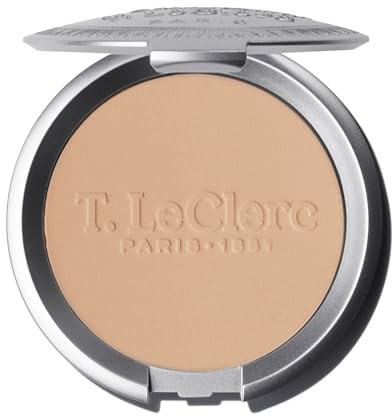 T. LeClerc – Kompaktes Reispulver – 09 Beige – Gesichtspuder – Kompaktes mattierendes und fixierendes Puder mit langem Halt – 0% Talkum – reduziert Pickel – Vegan – 9 g