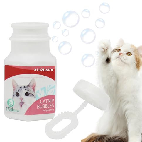 KUIRUNRX® Katzenminze Seifenblasen, Katzenminze-Blasen Für Katzen, Geschmack Für Haustiere, Mit Katzenminze, Natürliches Haustierfreundliches, Duftendes Katzenspielzeug Für Kätzchen( 17.7 Ml)