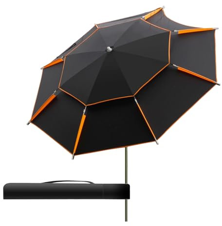 240cm Ombrellone da Spiaggia Robusto e Antivento, Parasole Portatile con Protezione Uv e Borsa per Trasporto, Ombrellone da Esterno per Giardino del Patio e Piscina
