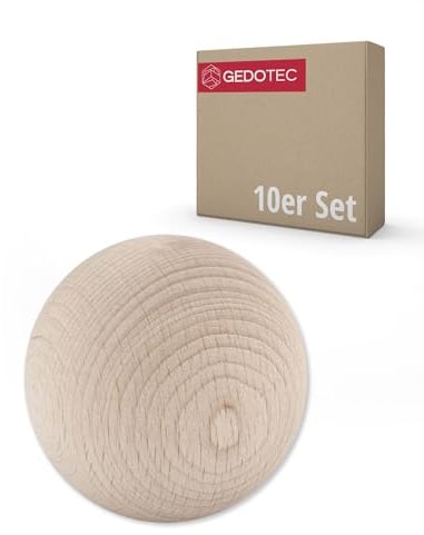 Gedotec, palline di legno di faggio | 10 pezzi | Palline di legno finemente levigate | Diametro 50 mm | Sfere senza foro | Perline di legno per il fai da te e la decorazione | Perline di legno senza