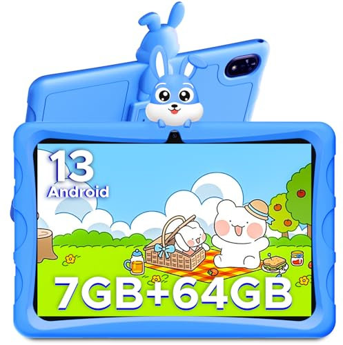 DOOGEE U9 Kid Tablette Enfants 10,1 Pouces, 7 Go + 64 Go (TF 1 to) Tablette Android 14, 5060 mAh, Tablette éducative, Quad Core, WiFi 6, BT5.0, Tablette avec étui EVA