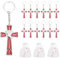12pcs Porte-clés Croix Colombe Saint-Esprit Rouge, Porte-clés Croix et Colombe avec Sacs de Gaze Recuerdos de Confirmacion Catolica pour Invités Faveurs de Confirmation pour Baptême