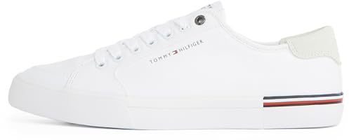 Tommy Hilfiger Herren Vulcanized Sneaker Core Corporate Canvas Low Top, Weiß (White), 43