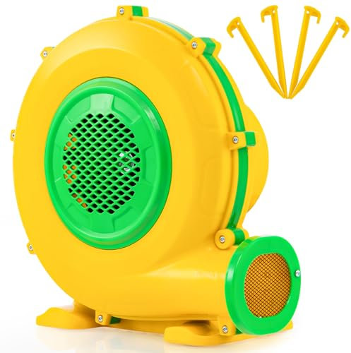 COSTWAY Gonfleur Électrique 950W avec Poignée Pratique & Piquets de Sol, Pompe à Air Électrique avec Cordon 4m & Couvercle en Maille, Souffleur d'air pour Château Gonflable & Toboggan (950W)