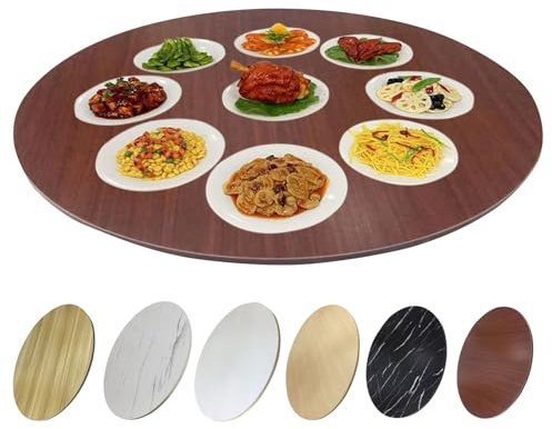 Grande assiette de service ronde en bois Ø 50 cm 100 cm Rotation à 360° Robuste et fluide Idéal pour la cuisine et l'hôtel Rouge/marron Ø10