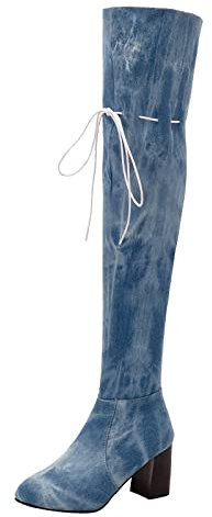 Generico Stivali Pescatore Alti Stivali in Invernali Stivali Lunghi da Cowboy Autunno e Inverno da Donna sopra Ginocchio con Tacco Spesso e Cerniera Laterale Scarpe Nere Donna Gomma Stivali (BU1, 41)