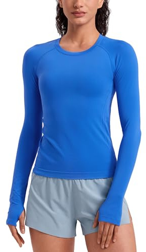 CRZ YOGA Seamless Top Waist Length | Training, Chafe-Free, Slim Fit, Raglan Sleeves, Mesh Vents, Workout, Long Sleeve Shirts for Women