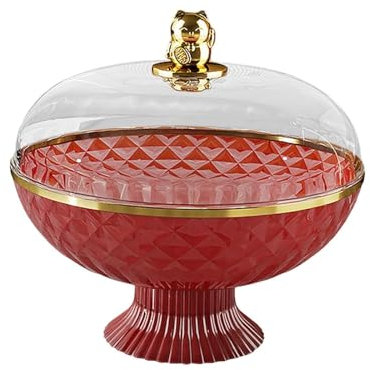 Fenteer Corbeille à fruits sur pied avec couvercle et trous de drainage 8,2 x 10 pouces pour comptoir de cuisine, Rouge