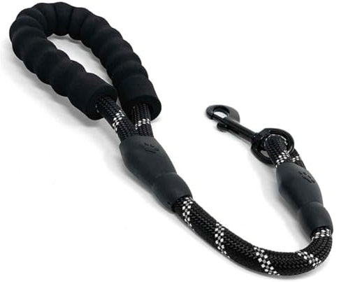 Generic 60cm Black Nylon Dog Leash with Reflective Strips and Swivel Clip